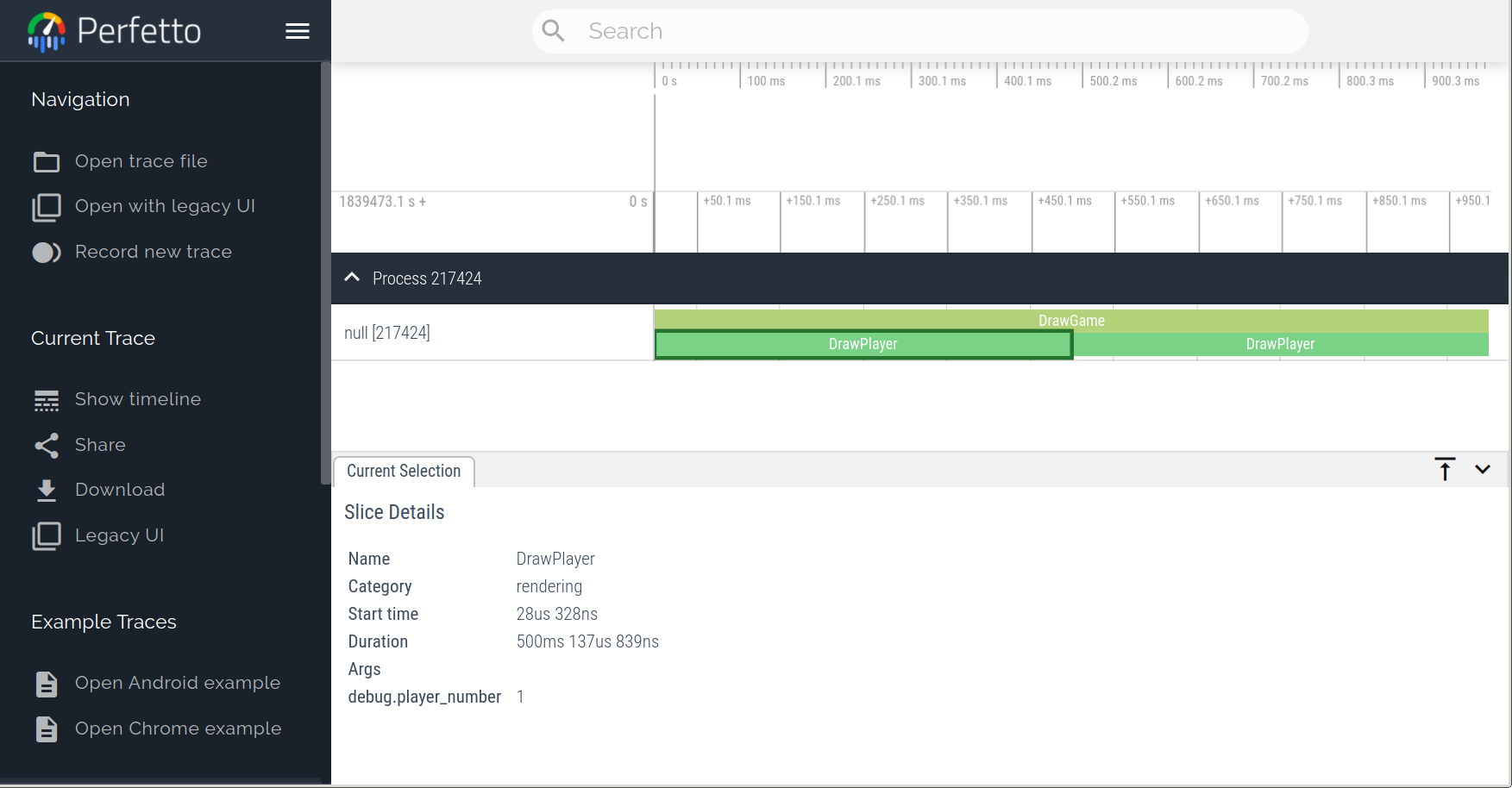 Example trace loaded in the Perfetto UI