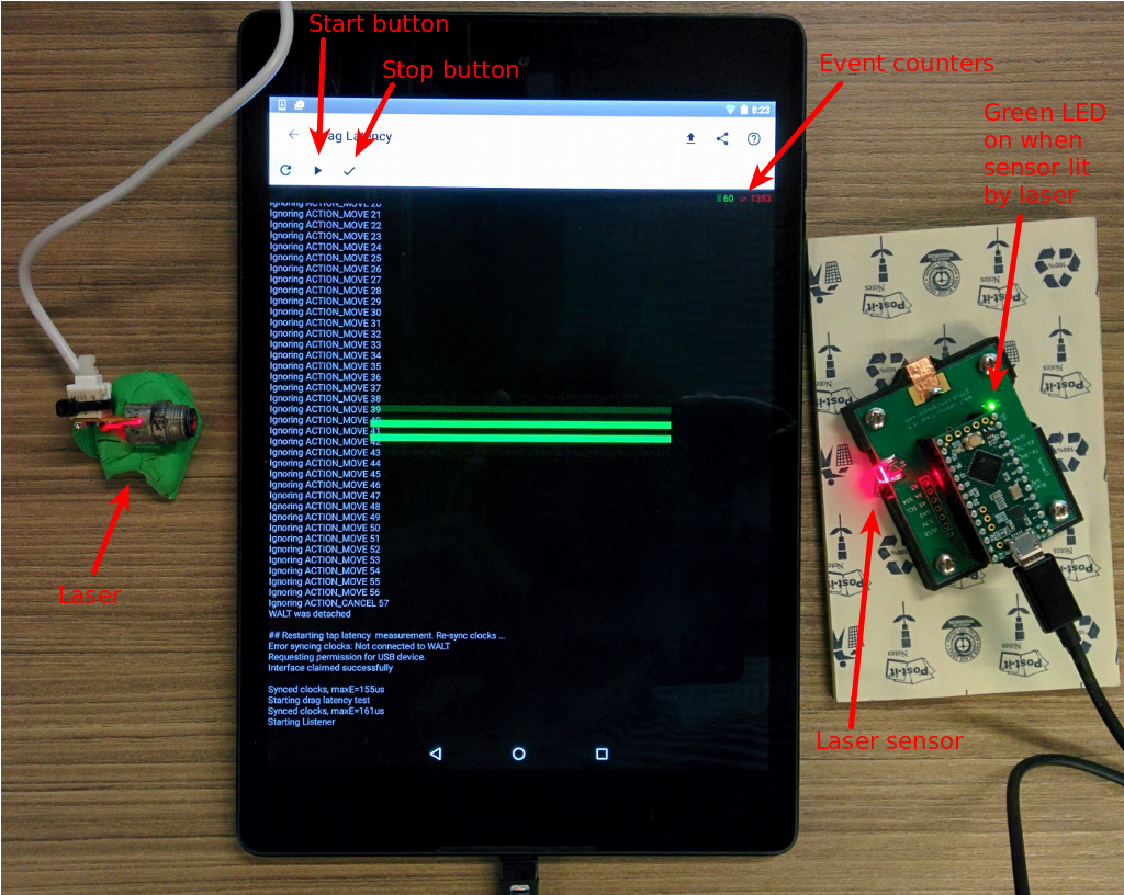 Drag/scroll latency measurement